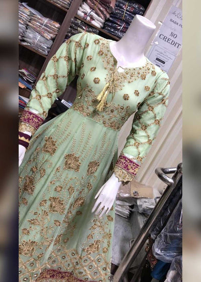 SHAZ6546 Green Readymade Chiffon Dress - Memsaab Online