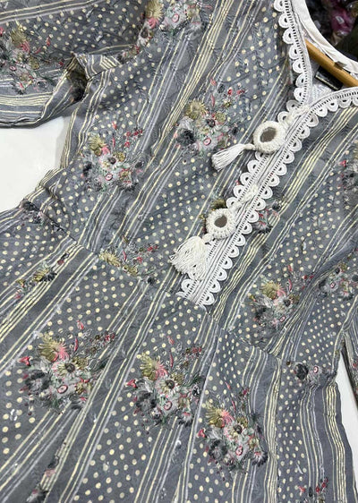 RGZ9915 Grey Embroidered Linen Dress - Memsaab Online
