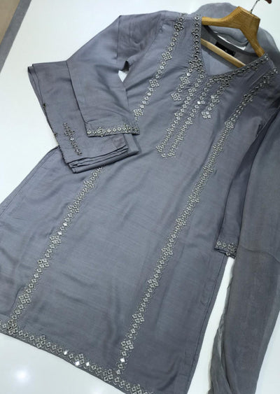 HK54 Grey Linen Mirror Suit - Memsaab Online