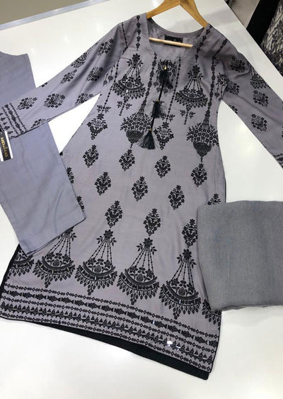 HK72 Grandeur Readymade Grey Linen Suit - Memsaab Online