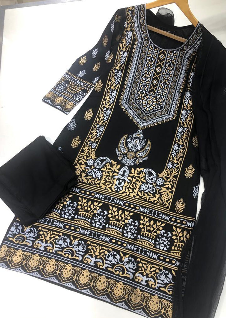 HK74 Sirat Readymade Black Linen Suit - Memsaab Online