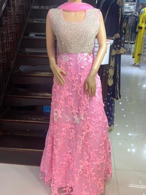 PG01 Pink Long Gown Dress - Memsaab Online