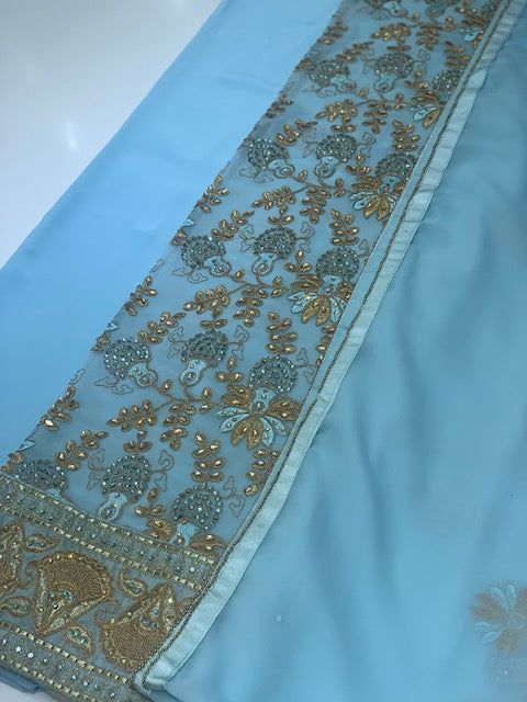 1776 Blue Unstitched Embroidered Suit - Memsaab Online
