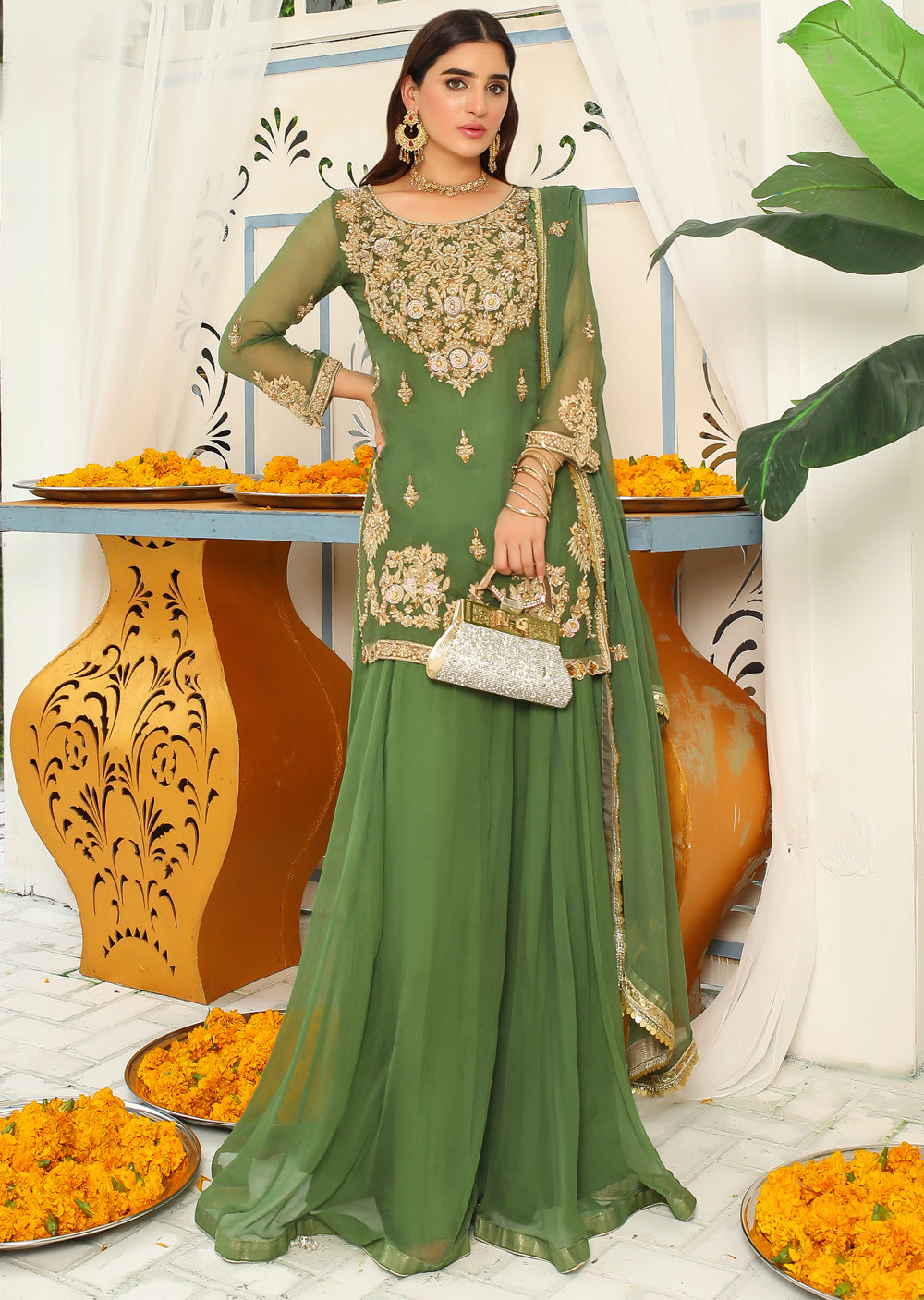 SRB9952 - Irada - Green Sehrish.B Designer - Memsaab Online