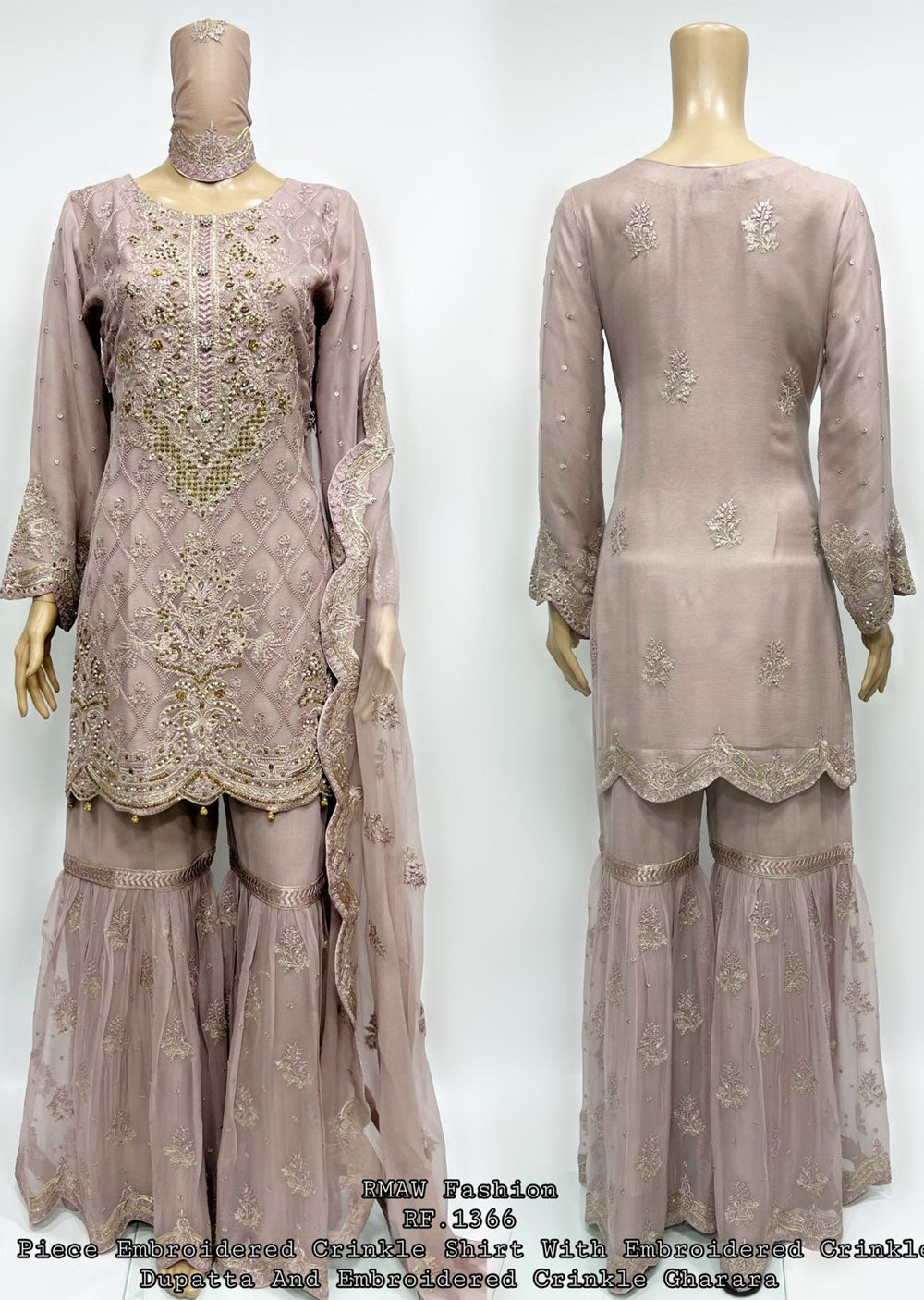 RMW-1266 Pink Readymade Chiffon Suit - Memsaab Online