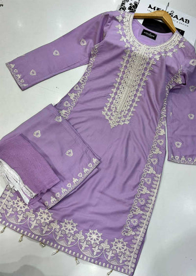 HK203 Sayasra Readymade Lilac Linen Suit - Memsaab Online