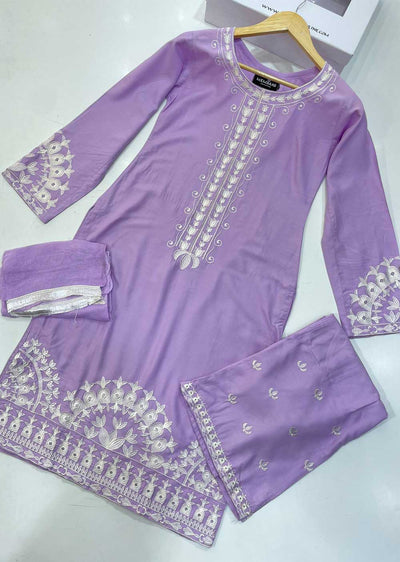 HK204 Saari Readymade Lilac Linen Suit - Memsaab Online