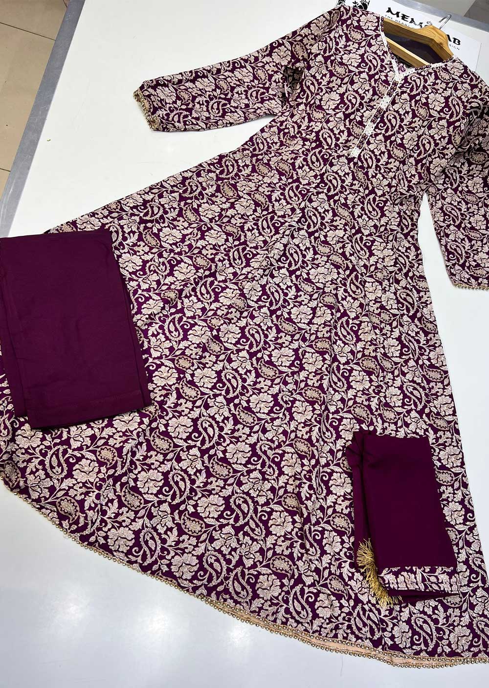 RGZ9920 Readymade Purple Printed Crepe Dress - Memsaab Online