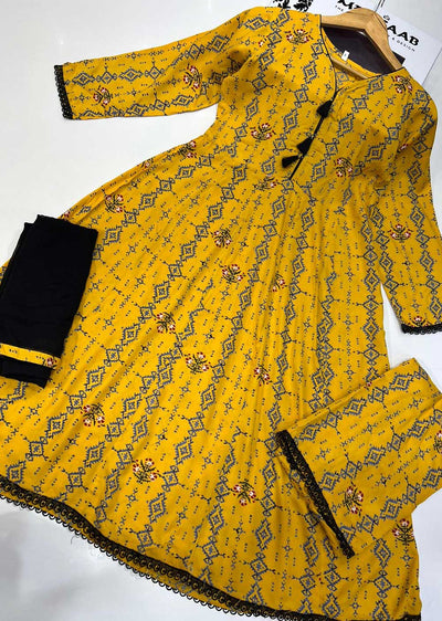 RGZ9909 Yellow Printed Linen Dress - Memsaab Online