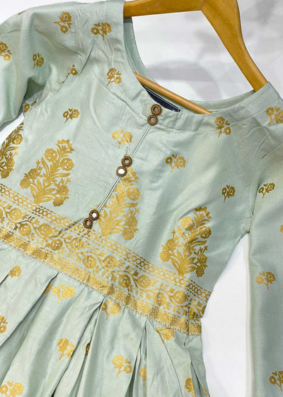 HK197 Anari Readymade Mint Linen Peplum Suit - Memsaab Online