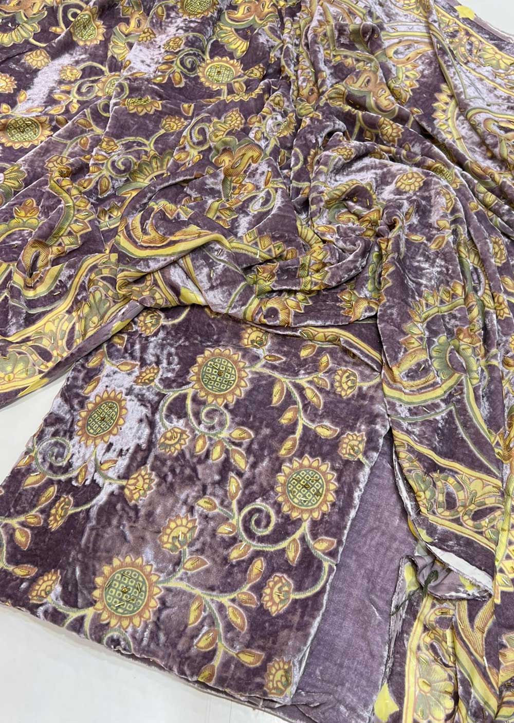 MP808 Lilac Unstitched Velvet Palachi Suit - Memsaab Online