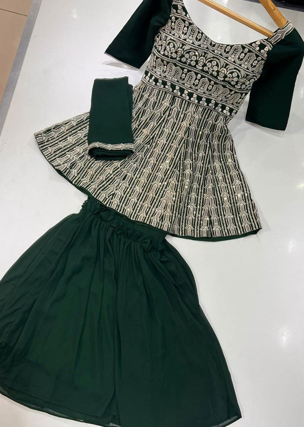 ASF Mumtaz Green Readymade Georgette Suit - Memsaab Online
