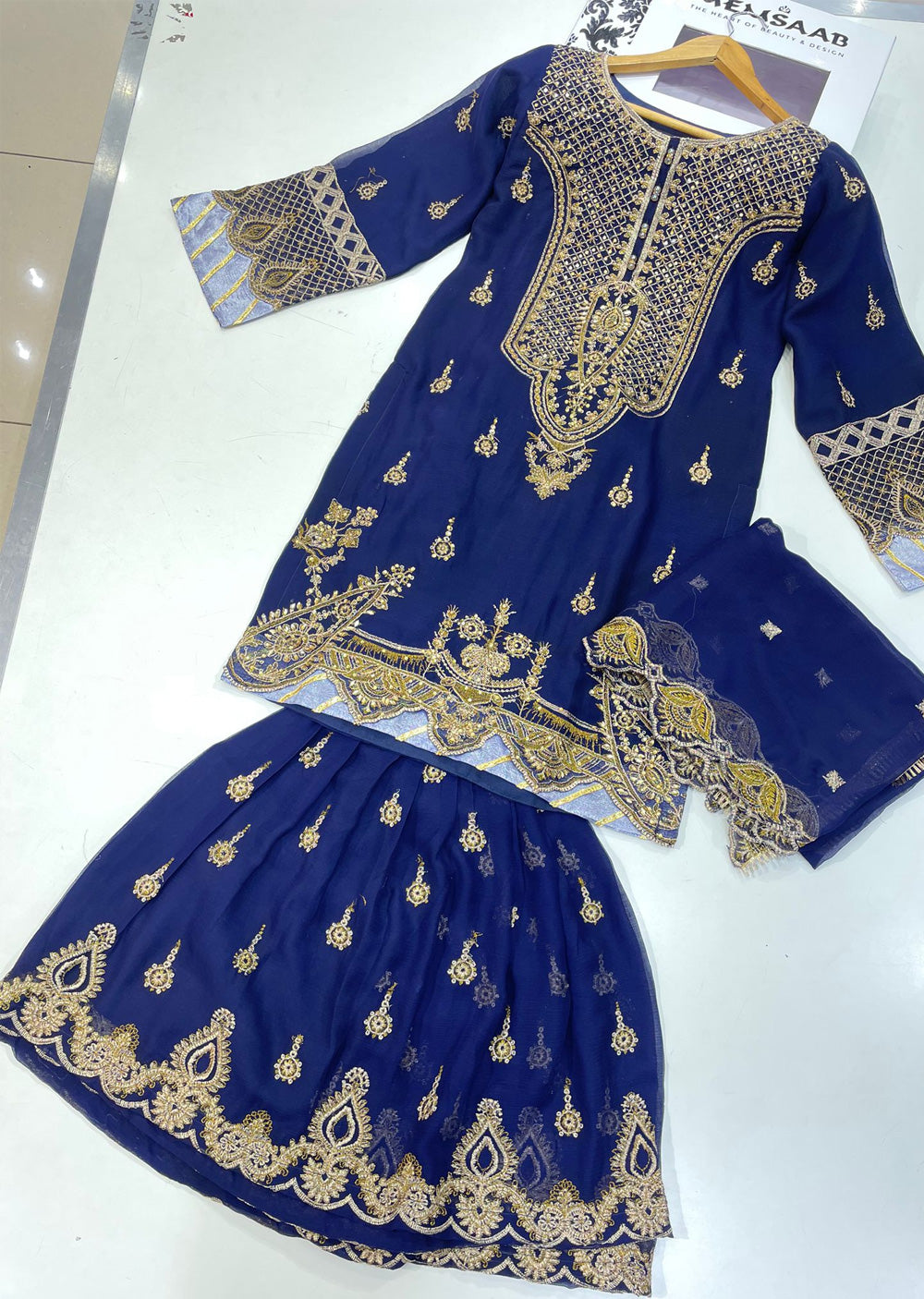 NR8203 Readymade Navy Chiffon Suit - Memsaab Online