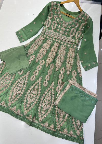 NR8203 Readymade Noor Green Dress - Memsaab Online