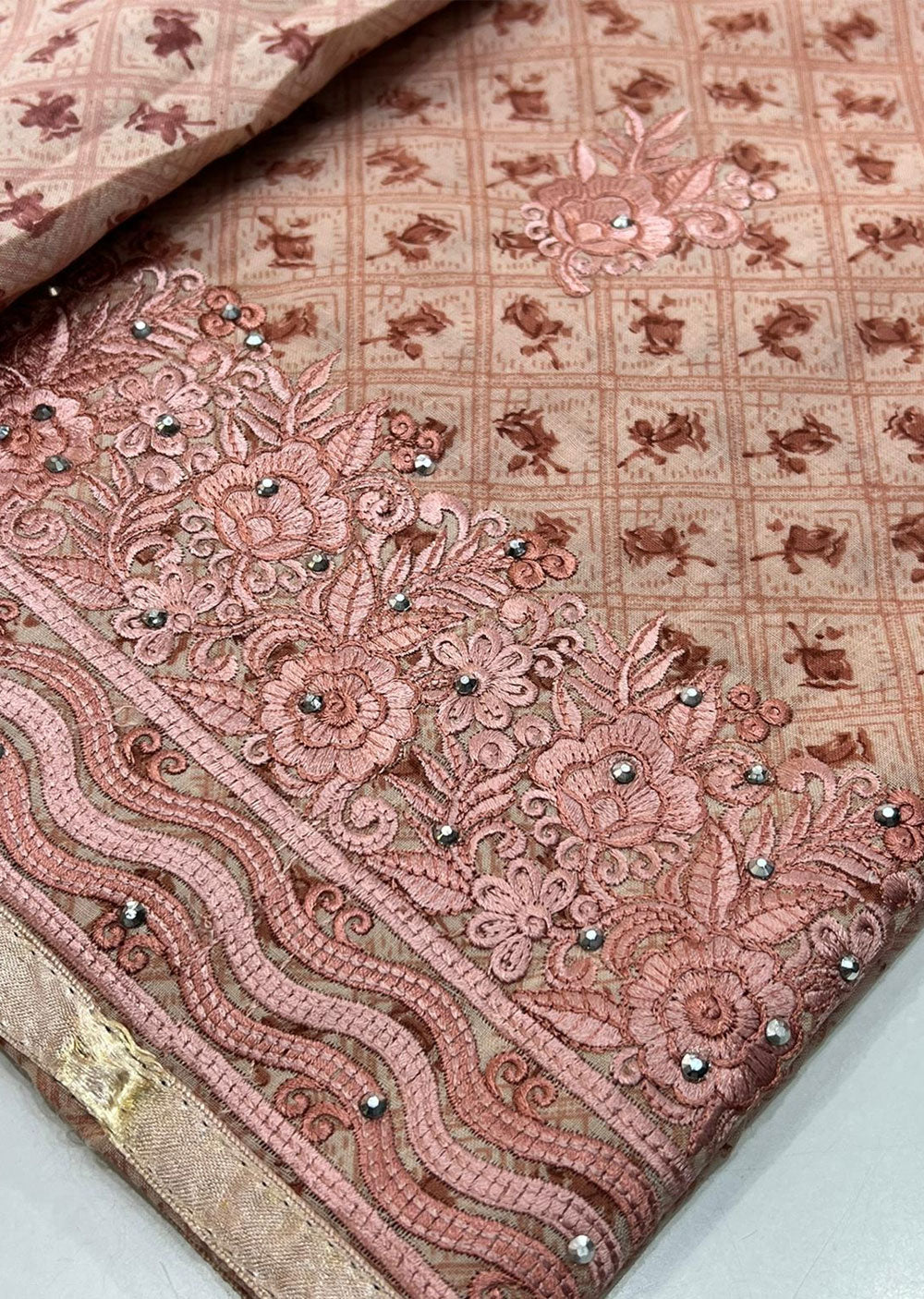 OP 4512 Pink Unstitched Cotton Suit - Memsaab Online