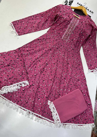 RGZ9904 Pink Embroidered Linen Dress - Memsaab Online