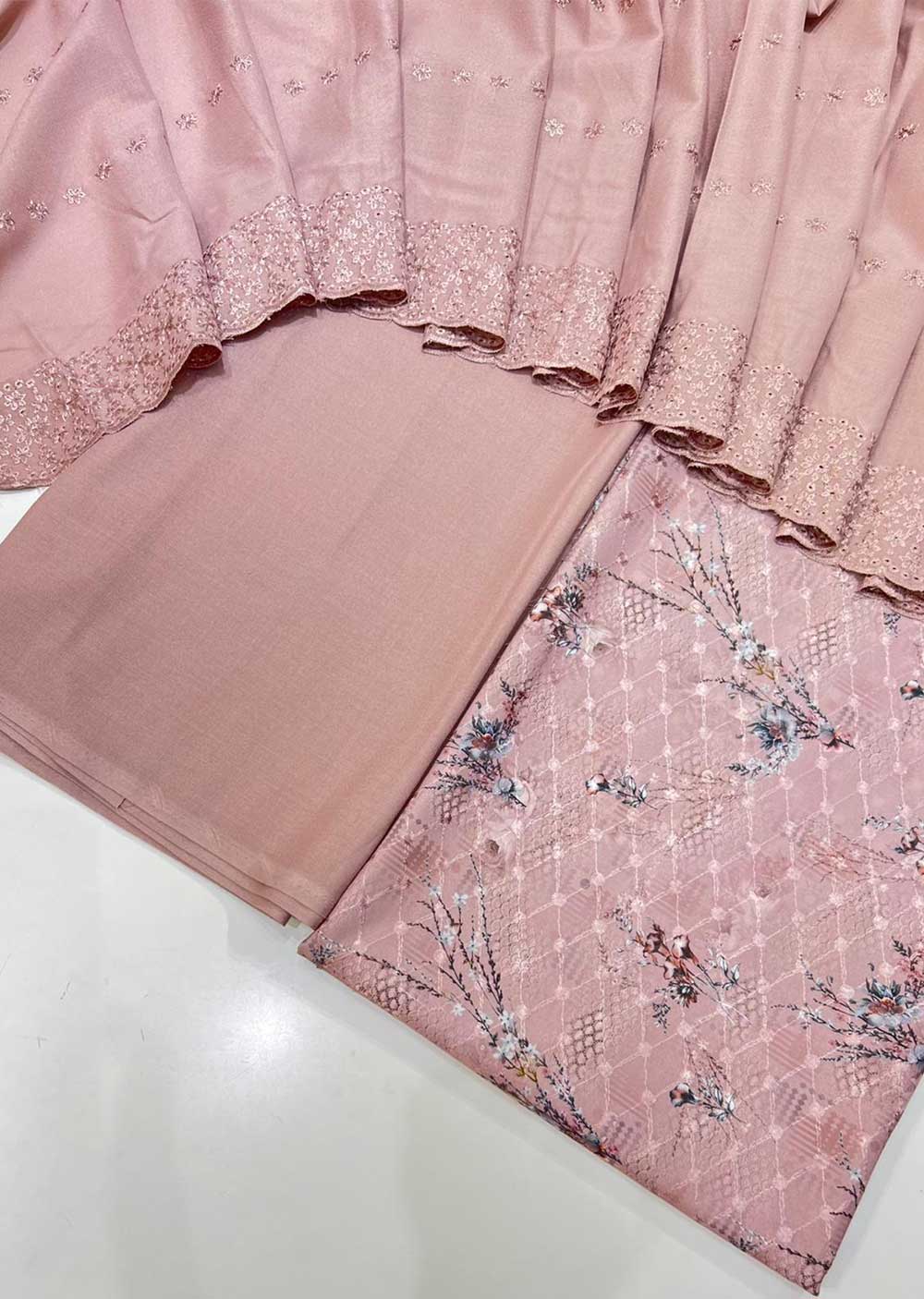 DC271 - Pink Unstitched Winter Linen Suit - Memsaab Online