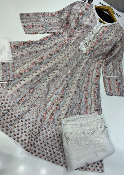 RGZ9916 Grey/Pink Chicken Linen Dress - Memsaab Online