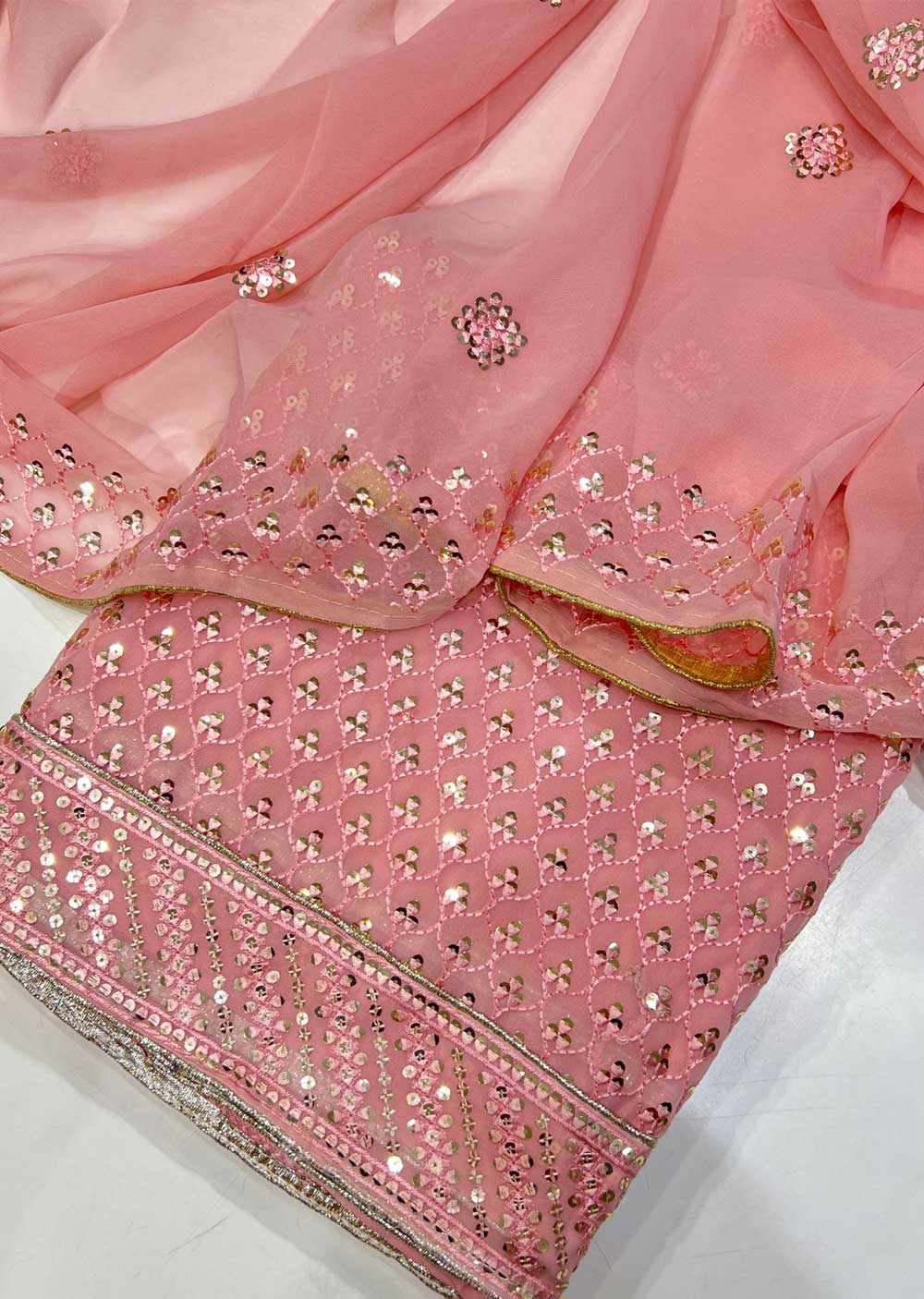 ATQ5309 Unstitched Pink Georgette Suit - Memsaab Online