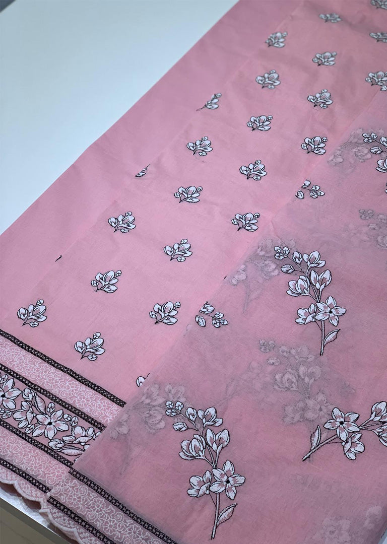 5083 - Unstitched Pink Cotton Suit - Memsaab Online