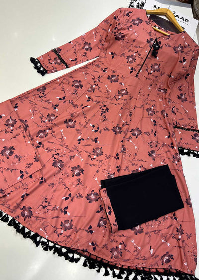 RGZ9907 Pink Linen Printed Dress - Memsaab Online