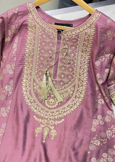 HK181 Bekhud Readymade Pink Linen Mother & Daughter Suit - Memsaab Online