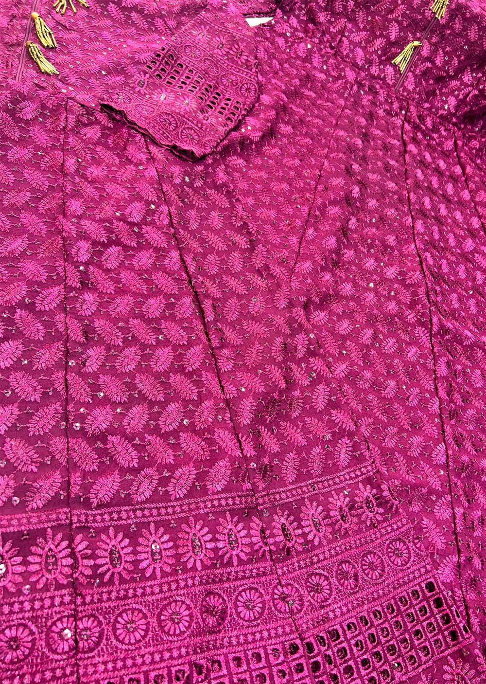 RGZ99905 Plum Embroidered Mother Daughter Linen Long Dress - Memsaab Online
