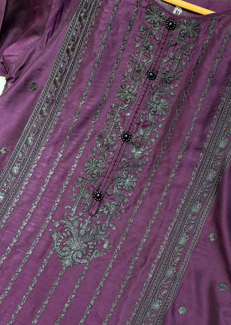 KLD110 Readymade Purple Linen Suit - Memsaab Online
