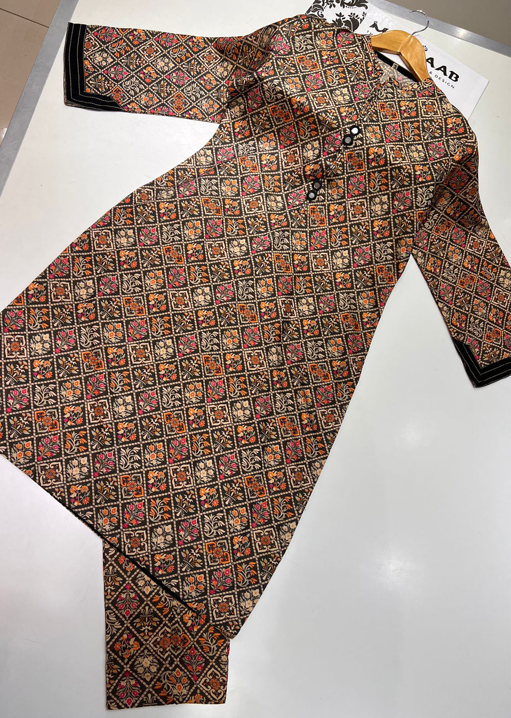 RGZ737 Readymade Floral Printed Linen Suit - Memsaab Online
