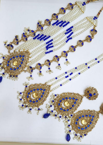 Ruhi -Royal Blue- Necklace Set - Memsaab Online