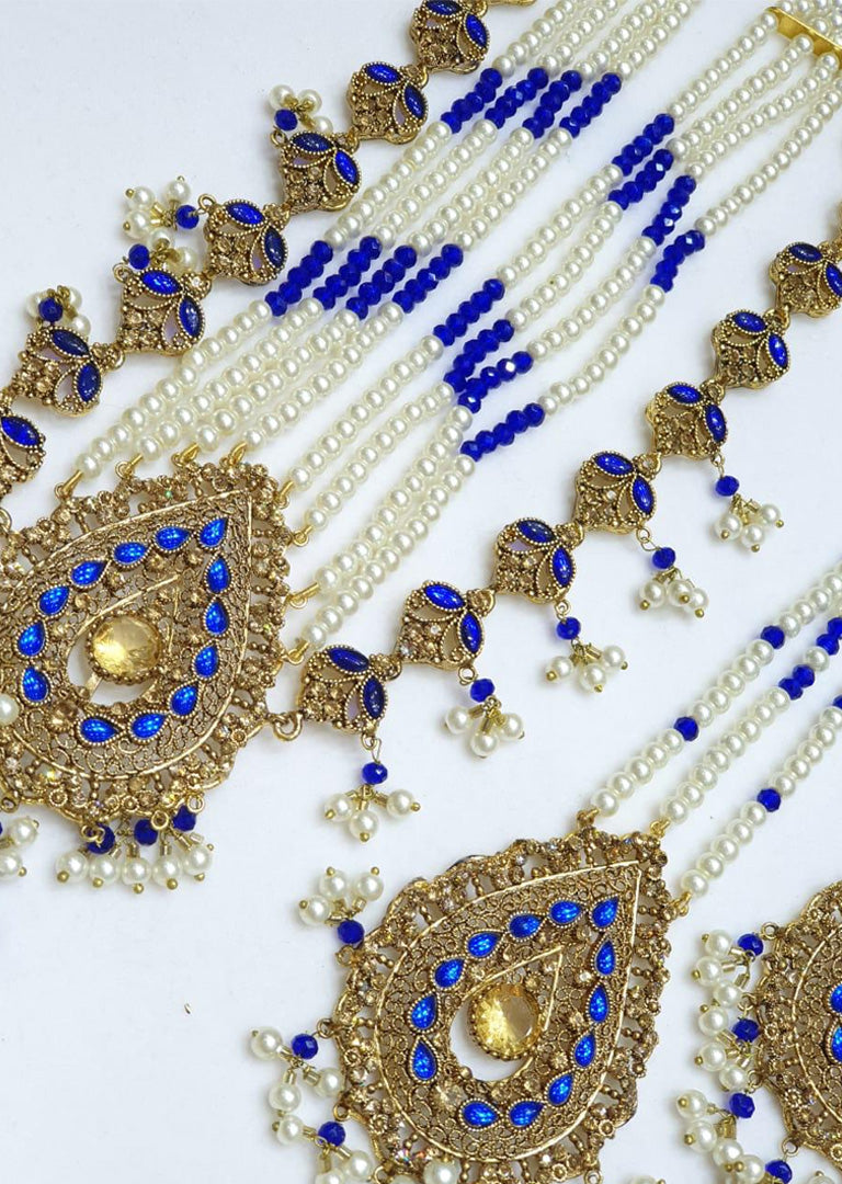 Ruhi -Royal Blue- Necklace Set - Memsaab Online