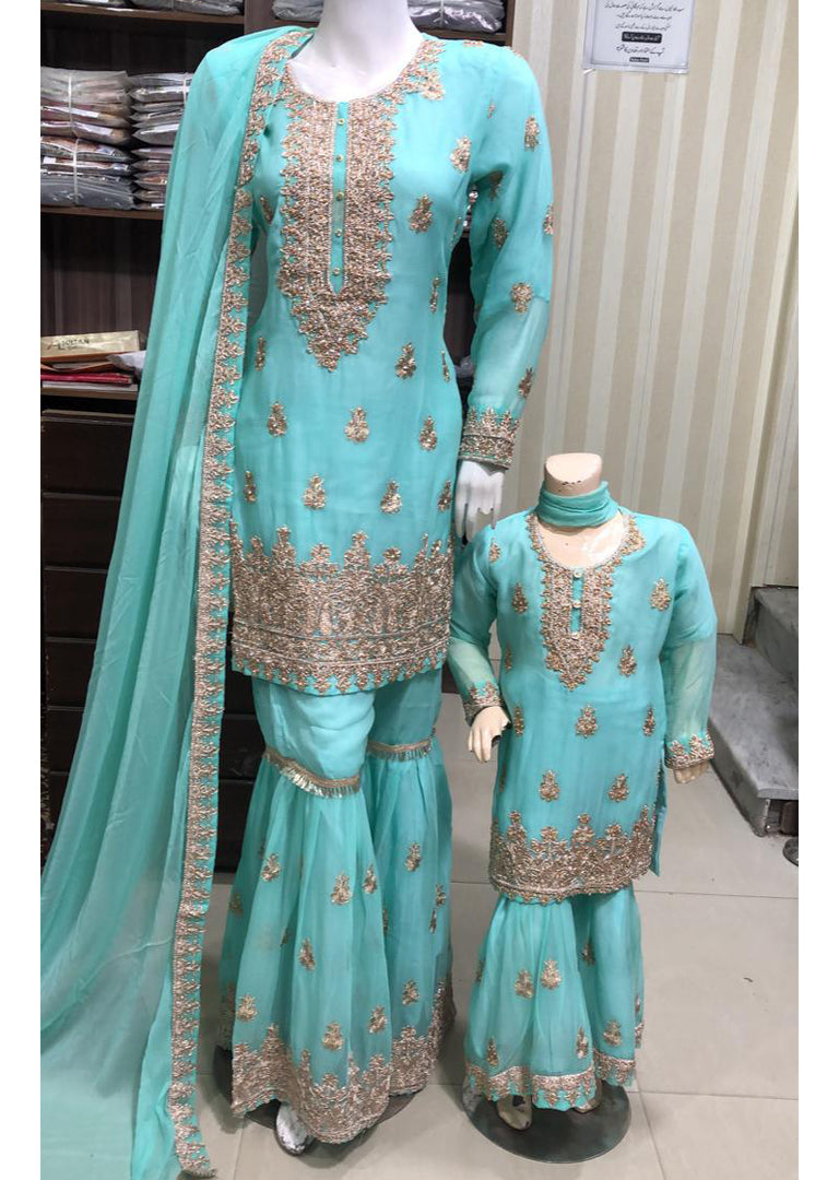 TZ-05-E - Readymade - Mother & Daughter Chiffon Suit by Sha Zaib 2023 - Memsaab Online