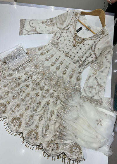PS0404 Readymade White Chiffon Dress - Memsaab Online
