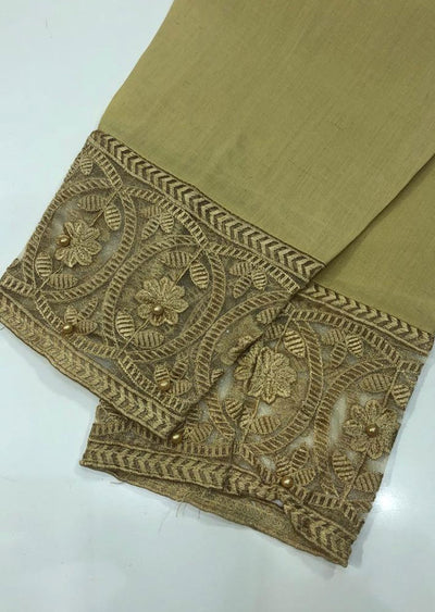 ZAT110 Gold Embroidered cotton trouser - Memsaab Online